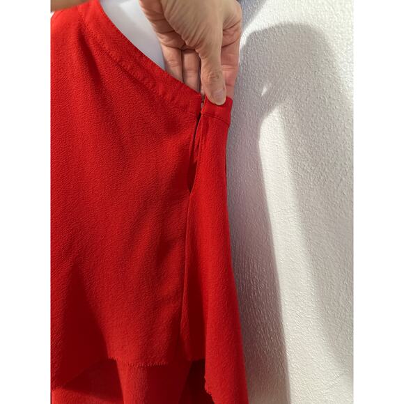 90s Y2K Derek Lam 10 Crosby Silk Blend Going Out Top Sz 2 Red Handkerchief Hem - Picture 4 of 14